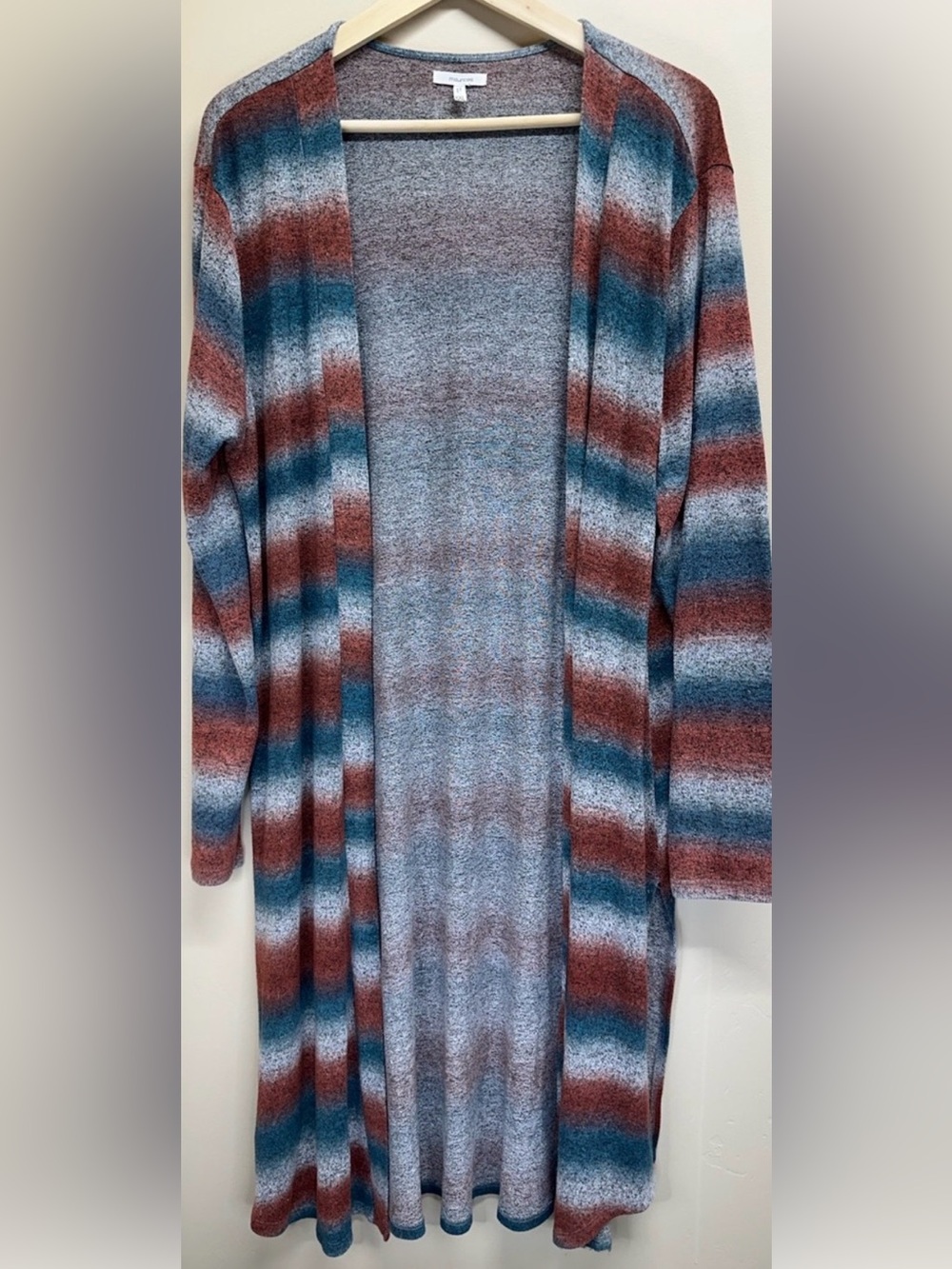 Maurices XXL Lightweight Striped Open‑Front Long Knit Cardigan • Soft Cozy
